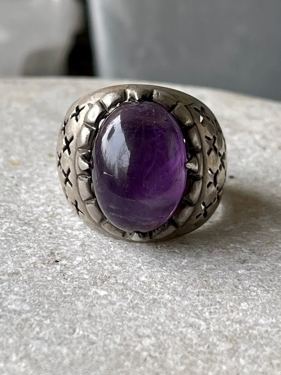 Bold Beautiful Purple Amethyst Cabochon Sterling … - image 2