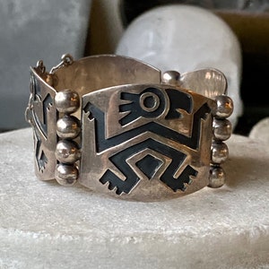 Tribal Mexican Sterling Silver Figural Vintage Link Bracelet