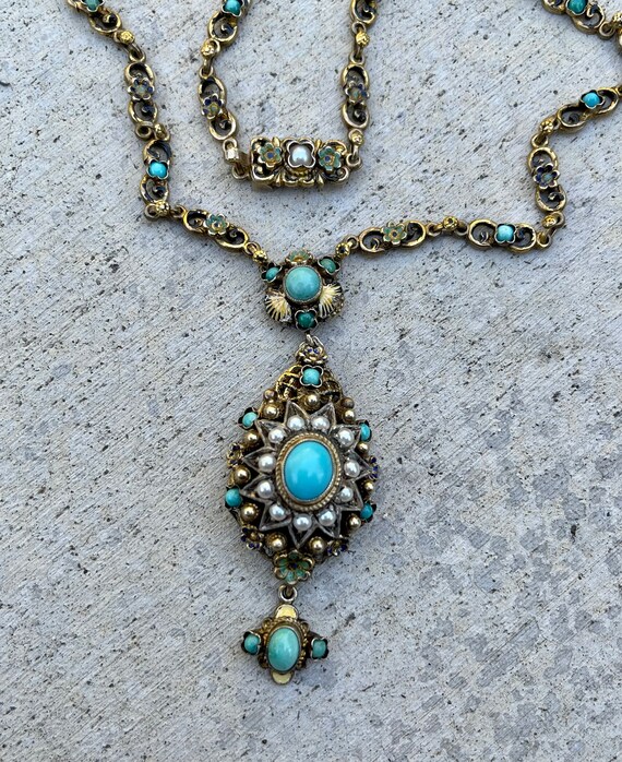 Austro Hungarian Persian Turquoise Baby Pearl Gol… - image 3