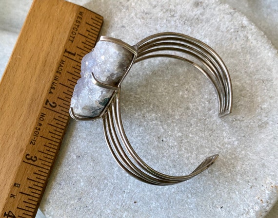 Bold Beautiful Blue Raw Druzy Sterling Silver Vin… - image 8