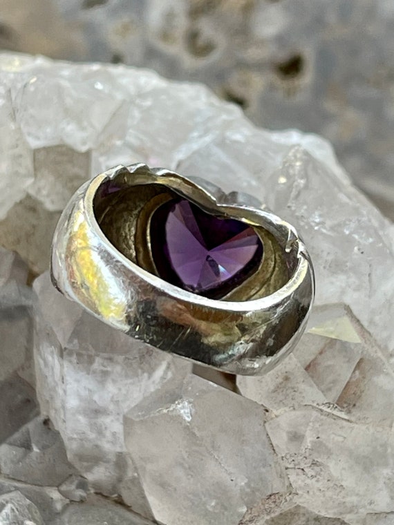 Beautiful Purple Amethyst Heart Sculpted Sterling… - image 4