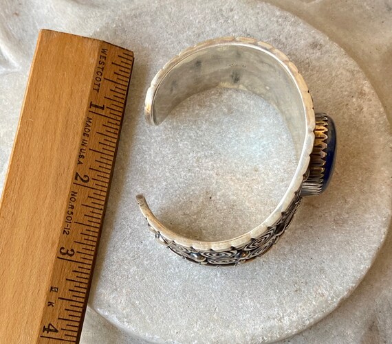 Bold Beautiful Tribal Heavy Sterling Silver Blue … - image 4