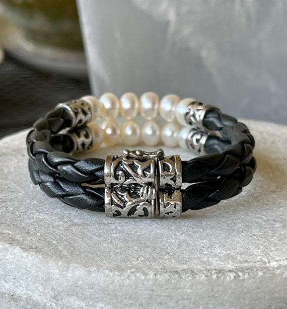 Beautiful Braided Black Leather Sterling Silver N… - image 3