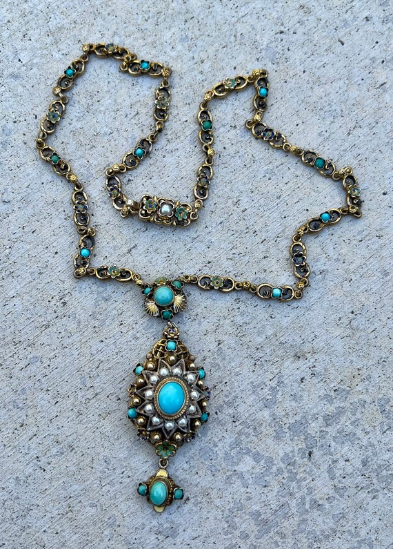 Austro Hungarian Persian Turquoise Baby Pearl Gol… - image 6