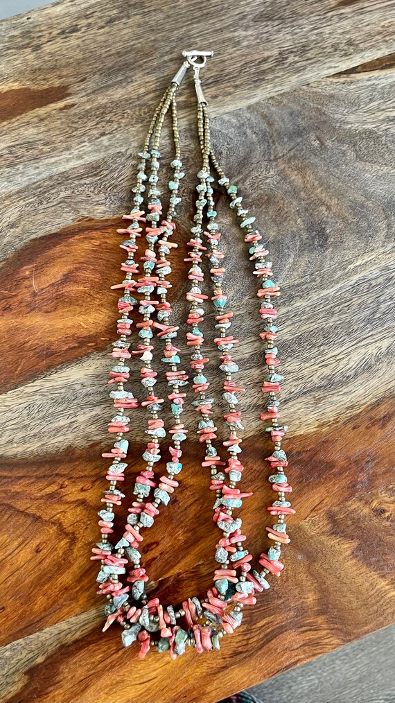 Multi Strand Coral Turquoise Native American Ster… - image 3