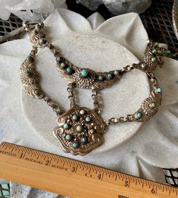 Art Nouveau Old Chinese Chinese Turquoise Silver … - image 5