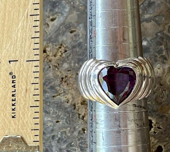 Beautiful Purple Amethyst Heart Sculpted Sterling… - image 10