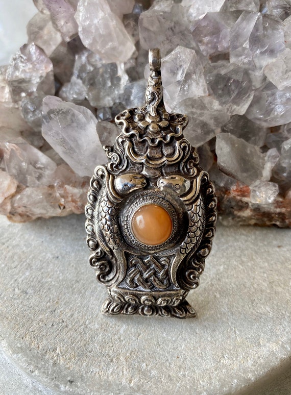 Highly Detailed Silver Golden Moonstone Sacred Ti… - image 2