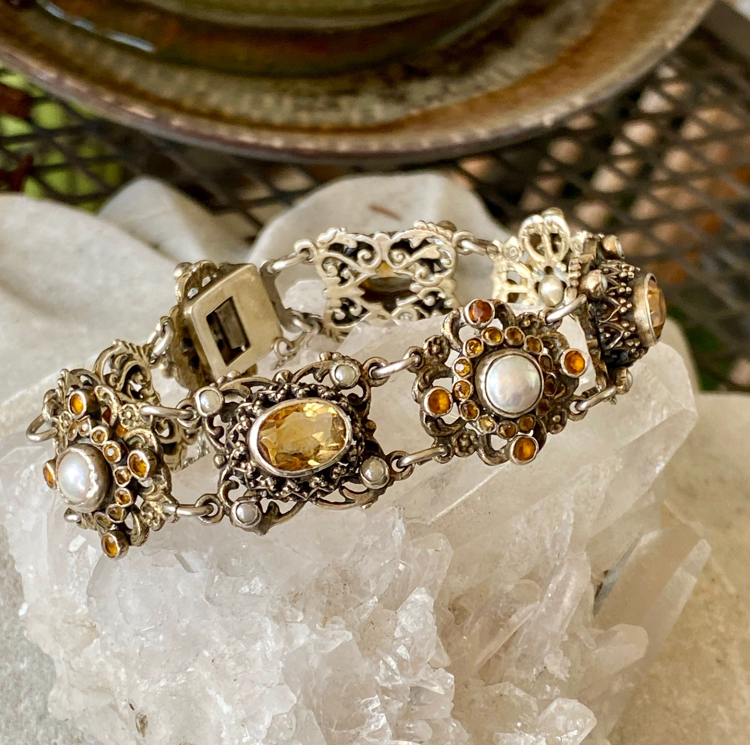 Beautiful Art Nouveau Austro Hungarian Citrine Sterling Silver
