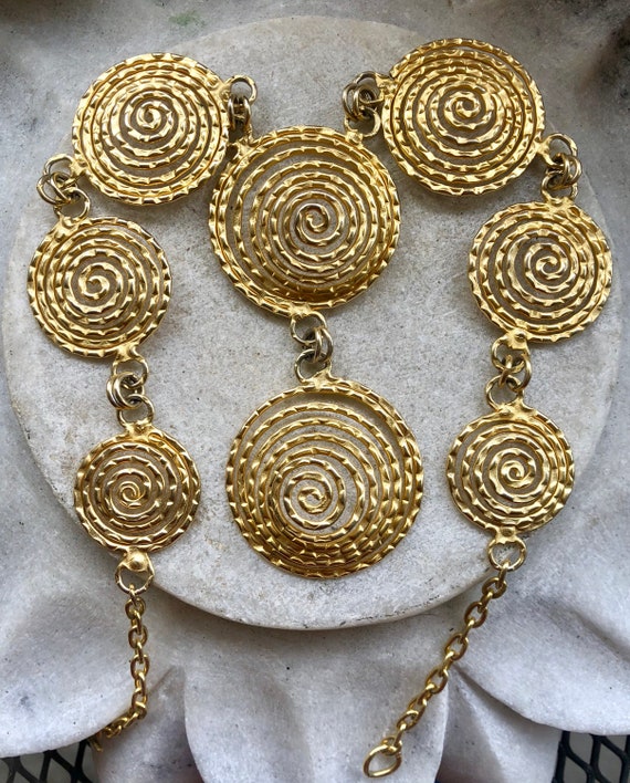 Modernist Egyptian Revival Gold Gilt Coil Spiral … - image 2