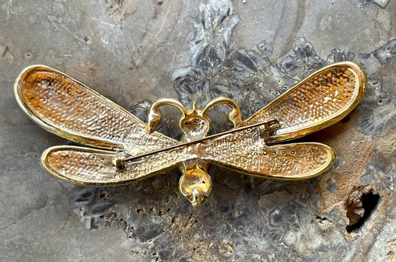 Beautiful Rhinestone Goldtone Dragonfly Vintage B… - image 5