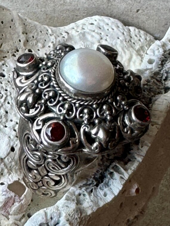Stunning Sterling Silver Byzintine Natrual Pearl … - image 5