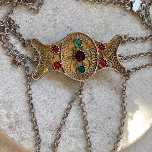 Austro Hungarian Silver Stone Vintage Festoon Necklace Art Nouveau Jewelry image 2