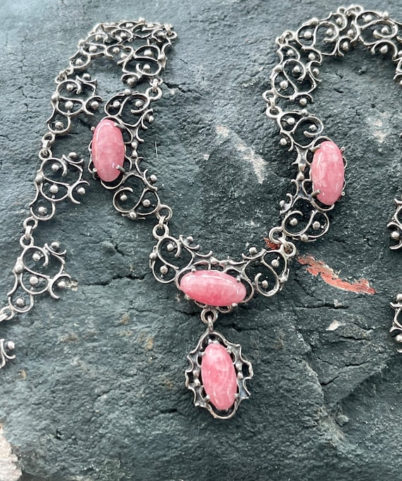 Rhodochrosite Filigree Pendants Rhodochrosite Filigree Pendants