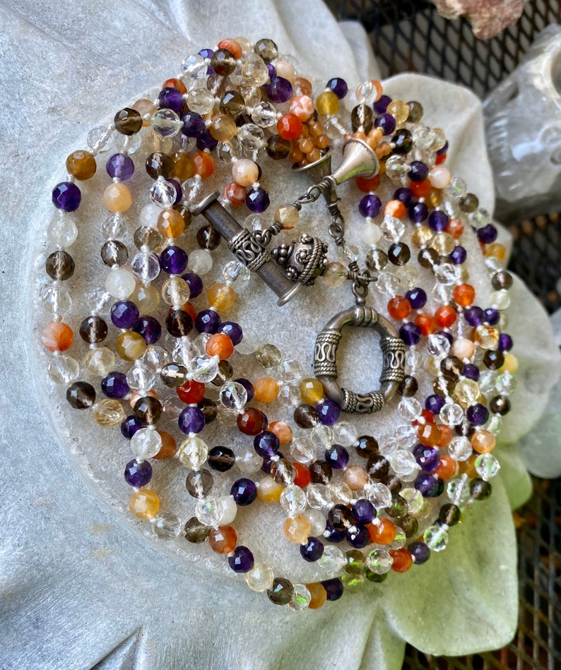 Torsade Hand Knotted Multi Gemstone Faceted Rock Crystal - Etsy