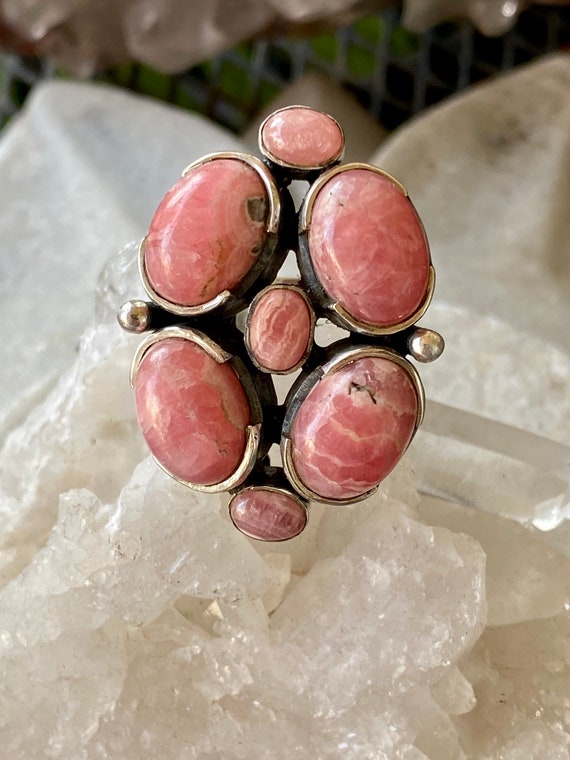 Bold Beautiful Pink Rhodochrosite Sterling Silver… - image 1