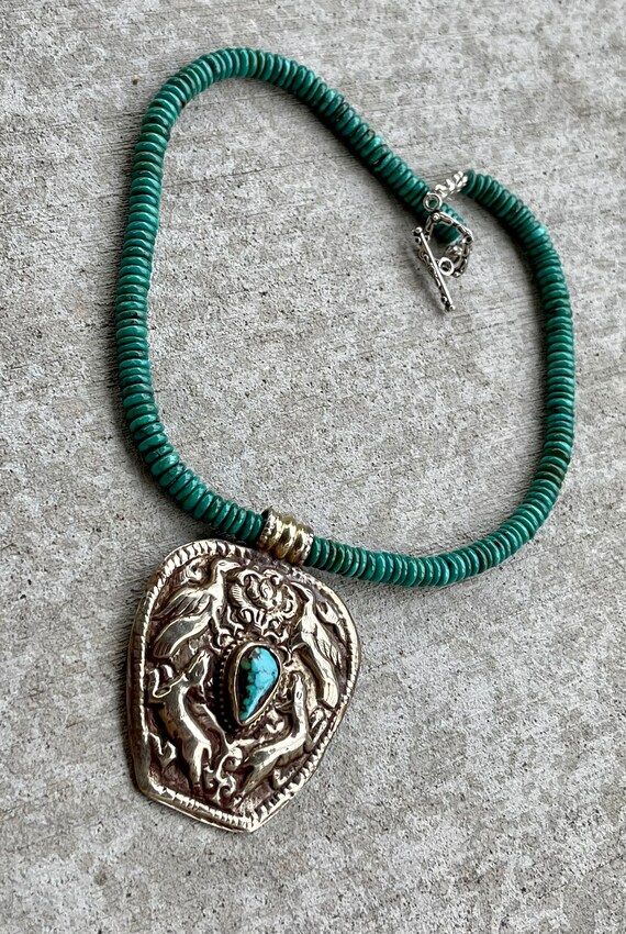 Beautiful Tribal Tibetan Silver Green  Turquoise … - image 9