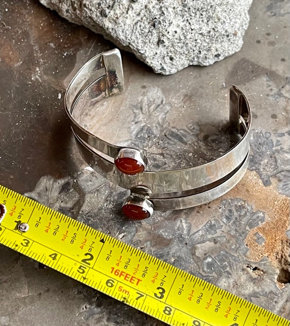 Modernist Geometric Sterling Silver Carnelian Vin… - image 4