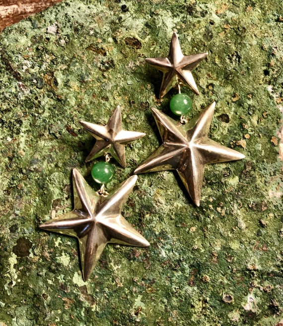 Designer Mexican Puffed Sterling Silver Stars Gre… - image 5