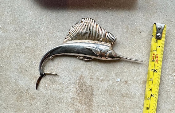 Bold Beautiful Sterling Silver Ruby Eye Swordfish… - image 6