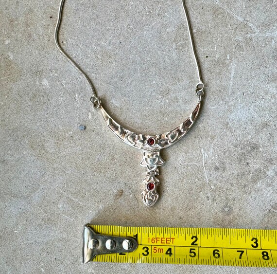 Sterling Silver Crescent Garnet Multi GemStone Vi… - image 4