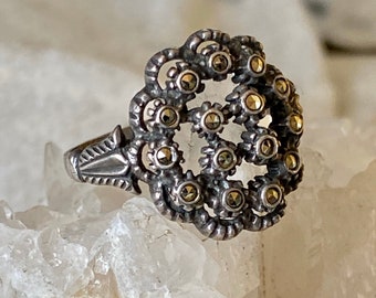 Circa 1920s Art Deco Sterling Silver Marcasite Vintage Antique Ring