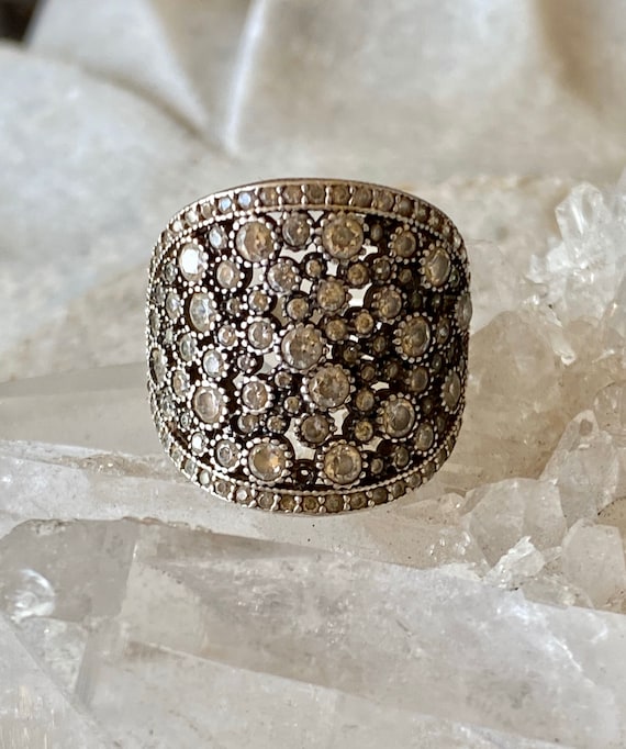 Beautiful Open Back Zircon Sterling Silver Vintag… - image 1