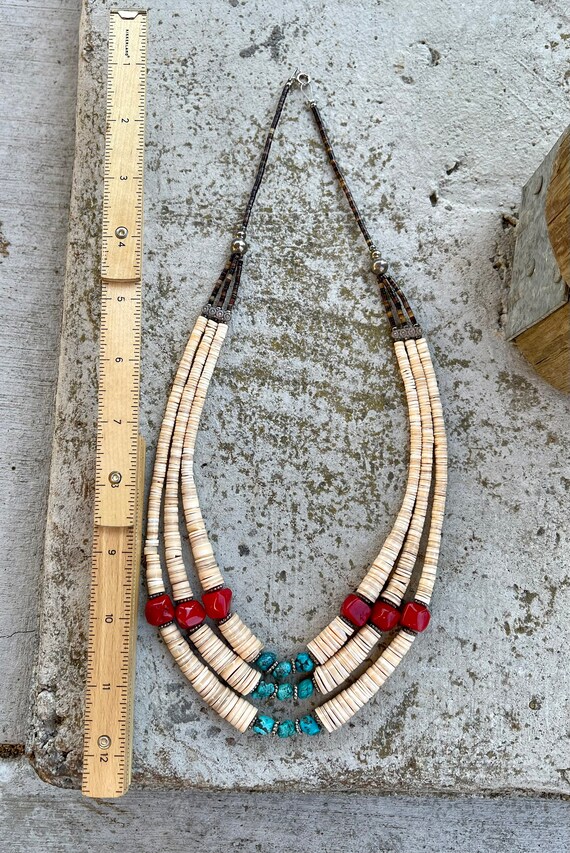 Beautiful Native American Red Coral Turquoise Nug… - image 6