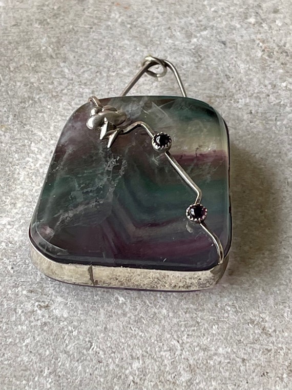 Beautiful Artisan Sterling Silver Rainbow Florite… - image 4