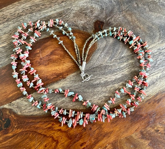 Multi Strand Coral Turquoise Native American Ster… - image 9