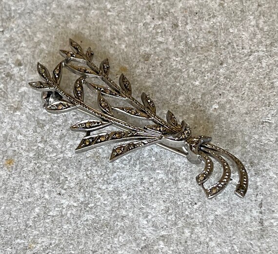 Lovely Shrub Leaf Branch Sterling Silver Marcasit… - image 6