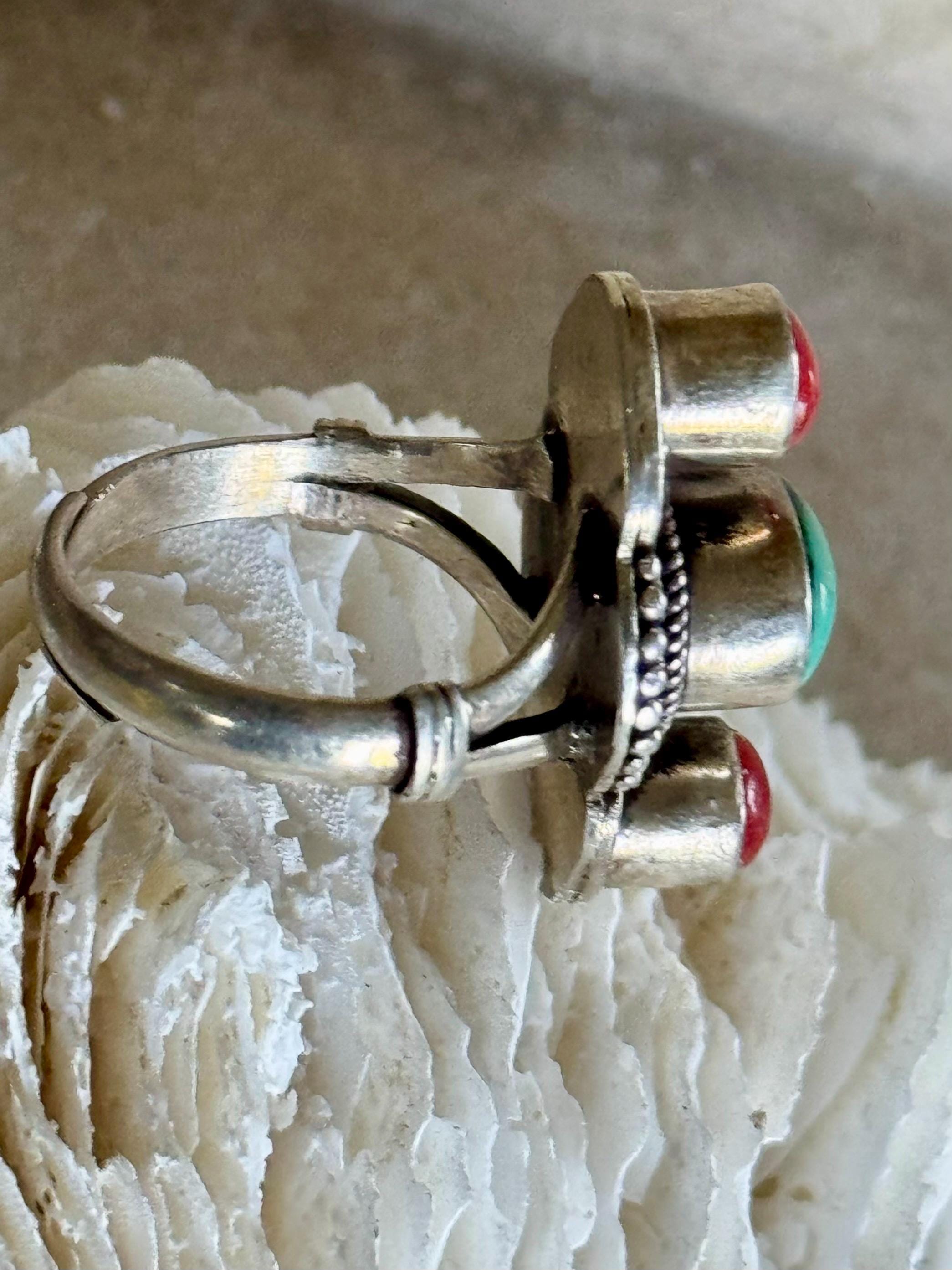 レッドコーラルブルーターコイズスターリングシルバーヴィンテージ