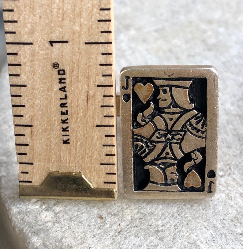 Very Cool Mid Century Joker Playing Card Sterling Silver Gold Gilt Vintage cufflinks