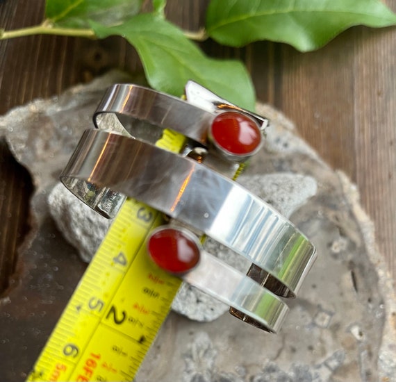 Modernist Geometric Sterling Silver Carnelian Vin… - image 9