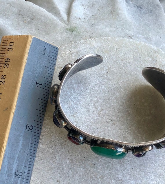 Beautiful Muiltistone Amethyst Green Stone Sterli… - image 9