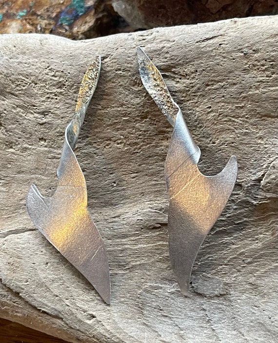 Brutalist Sculpted Textured Sterling Silver Singe… - image 4