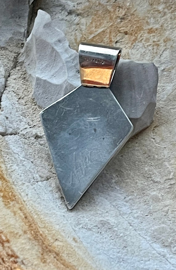Rare Geometric  pyramid triangle  Sterling Silver… - image 5
