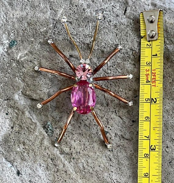 Beautiful Czech Faceted Pink Crystal Vintage Spid… - image 3