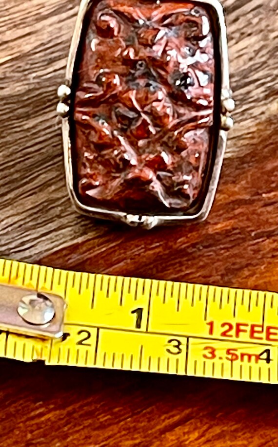 Beautiful Carved Floral Red Black Jasper Asian Mi… - image 4