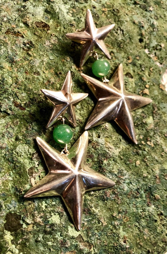 Designer Mexican Puffed Sterling Silver Stars Gre… - image 4