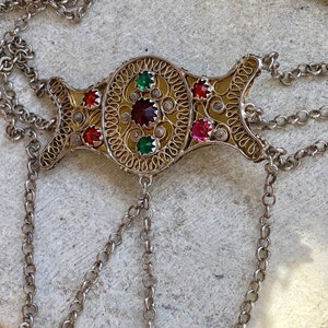 Austro Hungarian Silver Stone Vintage Festoon Necklace Art Nouveau Jewelry image 1