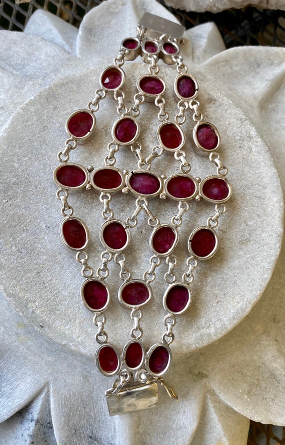 Raw Ruby Sterling Silver Bold Beautiful Festoon V… - image 7
