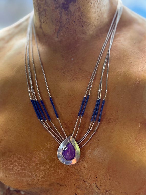 Native American Liquid Sterling Silver Purple Sug… - image 8