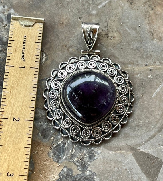 Beautiful Bold Deep Purple Amethyst Ornate Sterli… - image 6