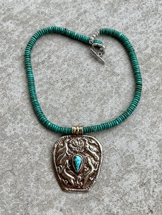 Beautiful Tribal Tibetan Silver Green  Turquoise … - image 2