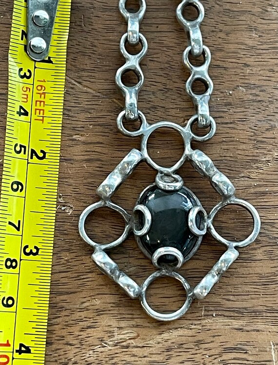 Mid Century Brutalist Sterling Silver Black Agate… - image 3