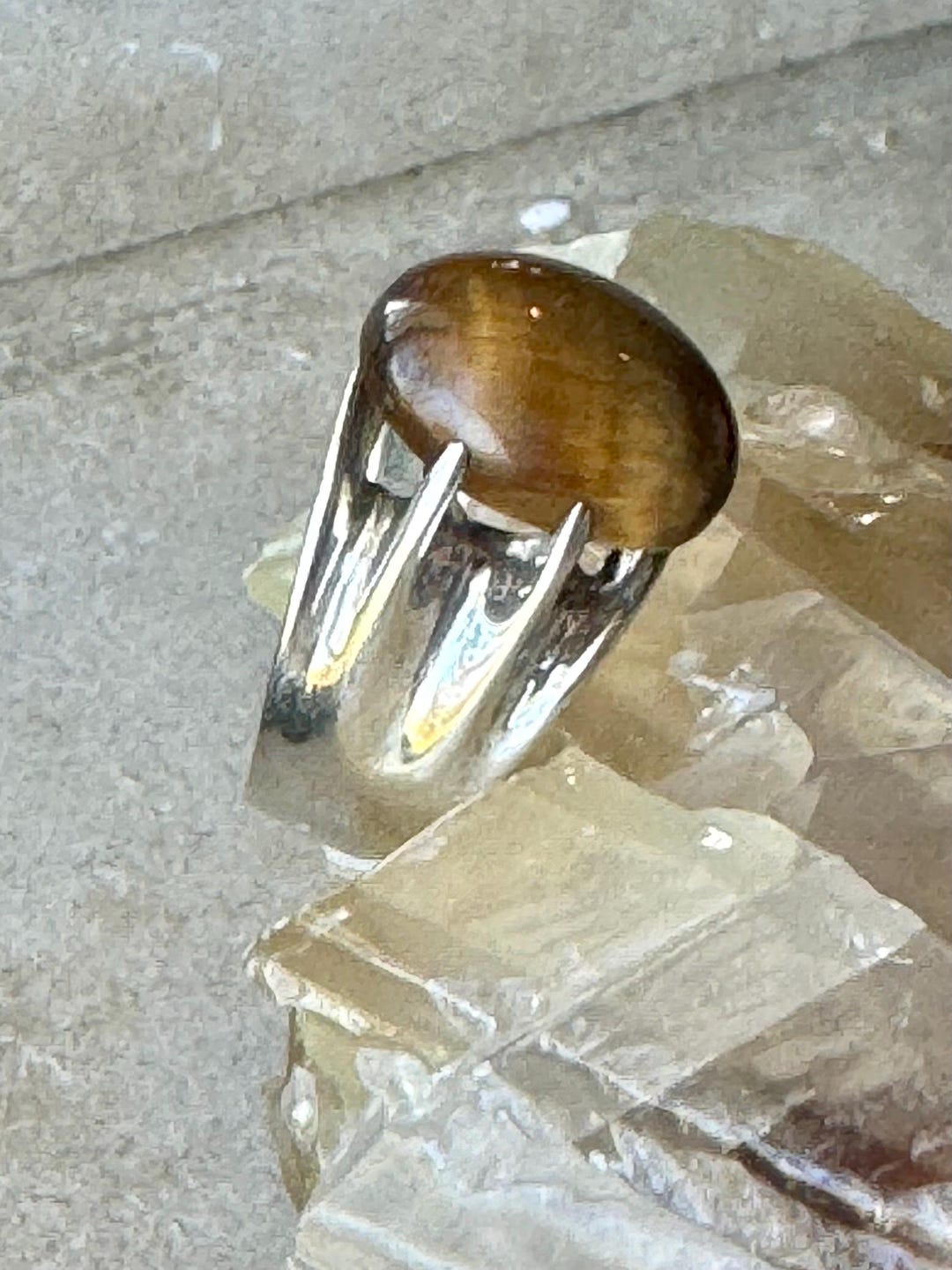 Vintage Mexico ジュエリー　タイガーアイ Vintage Mexico Sterling Silver Oval Faux Tiger Eye Wood