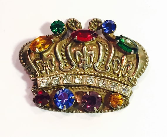 Beautiful 1940s  Sterling Silver French Crown Rhi… - image 1