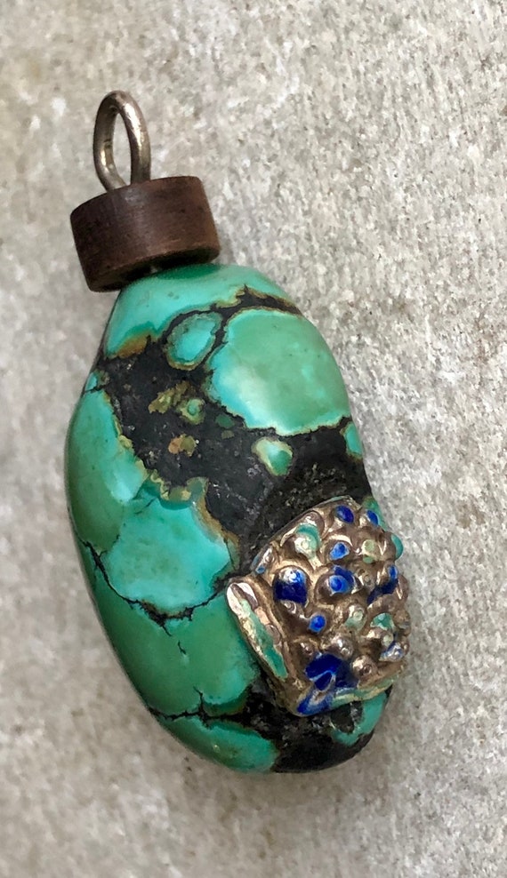 Beautiful Old Chinese Tibetan Turquoise Sterling S