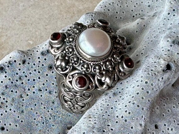 Stunning Sterling Silver Byzintine Natrual Pearl … - image 4